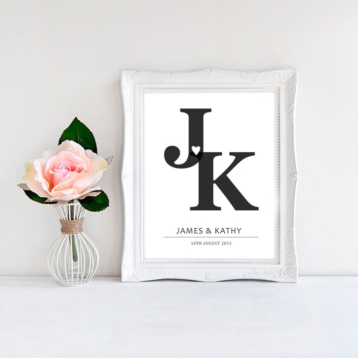 Personalized Initials Print Anniversary - Canvas Wall Art Painting | Bowlift