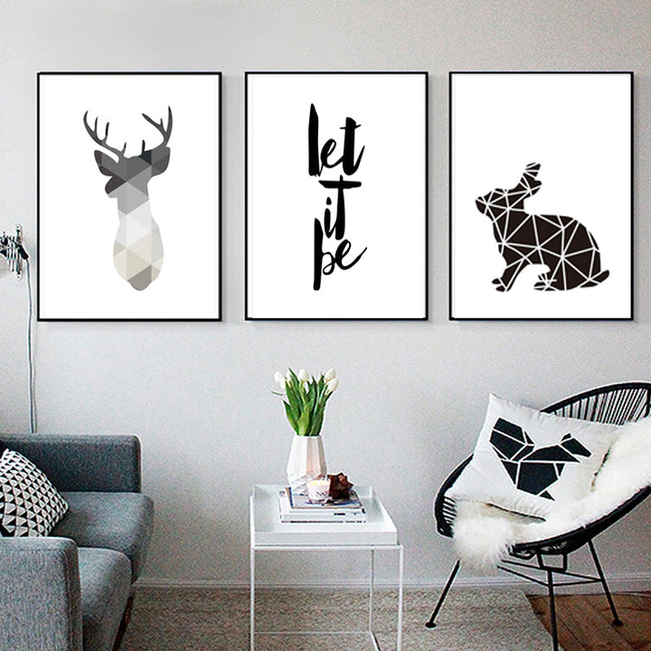 Minimalist Geometric Deer - Canvas Wall Art Painting | Bowlift