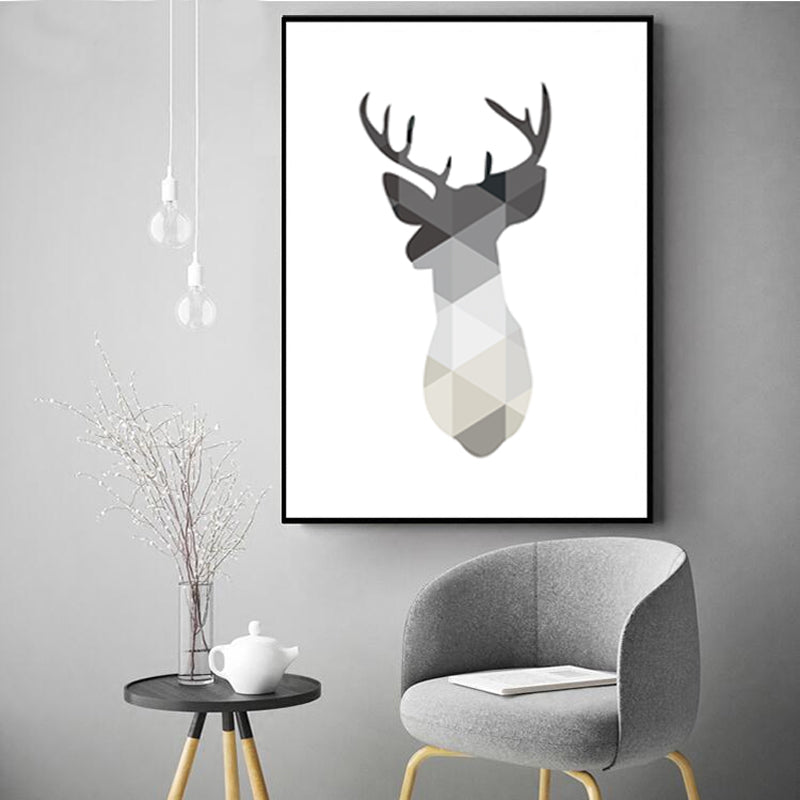 Minimalist Geometric Deer - Canvas Wall Art Painting | Bowlift