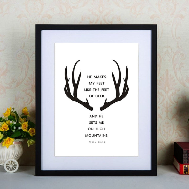 Minimalist Black And White Antlers Inspiring - Canvas Wall Art Painting | Bowlift