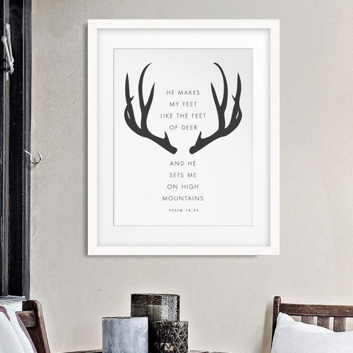 Minimalist Black And White Antlers Inspiring - Canvas Wall Art Painting | Bowlift
