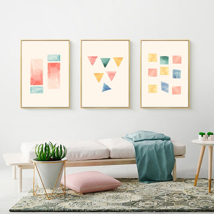 Geometric Watercolor Prints Posters - Canvas Wall Art Painting | Bowlift