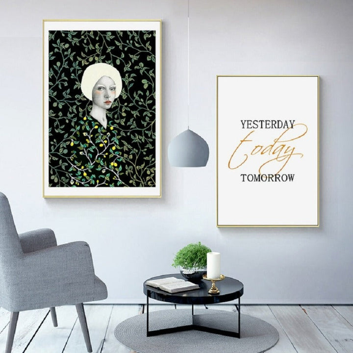 Nordic Minimalist Girl Wall Art Print - Canvas Wall Art Painting | Bowlift