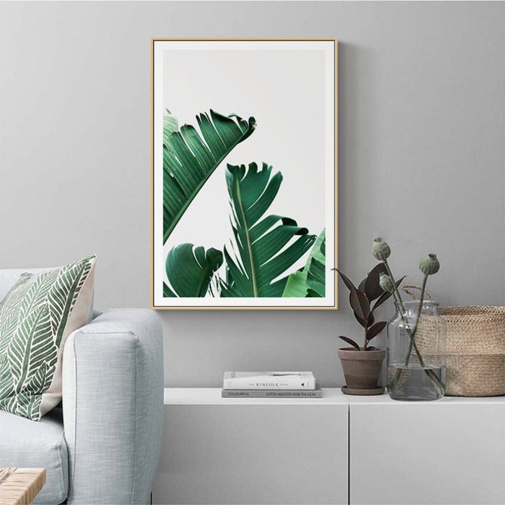 Green Tropical Leaves  - Canvas Wall Art Painting | Bowlift