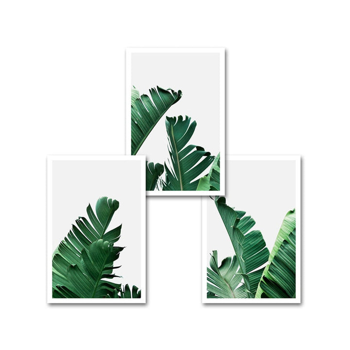 Green Tropical Leaves  - Canvas Wall Art Painting | Bowlift