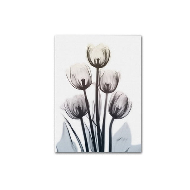 Modern Europe Tulip Transparent - Canvas Wall Art Painting | Bowlift