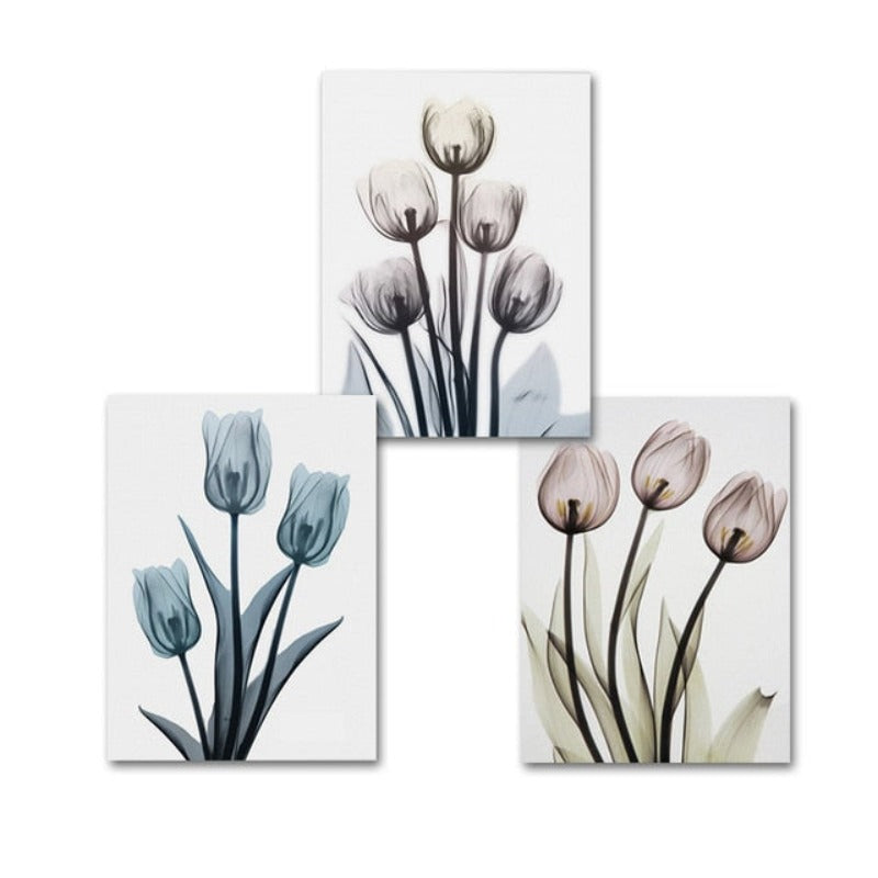 Modern Europe Tulip Transparent - Canvas Wall Art Painting | Bowlift