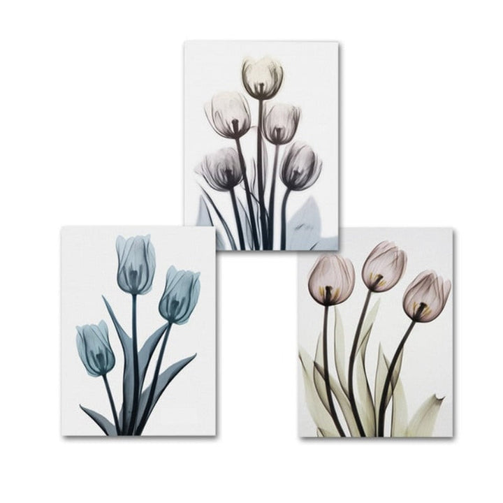 Modern Europe Tulip Transparent - Canvas Wall Art Painting | Bowlift