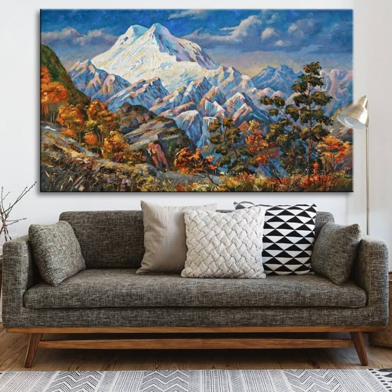 Mountain Autumn Landscape In Bright Tones - Canvas Wall Art Painting | Bowlift