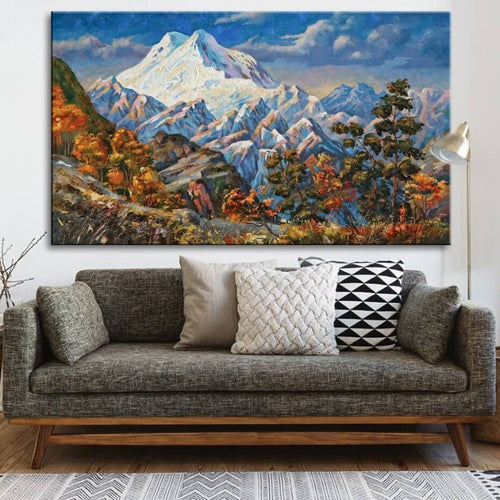 Mountain Autumn Landscape In Bright Tones - Canvas Wall Art Painting | Bowlift
