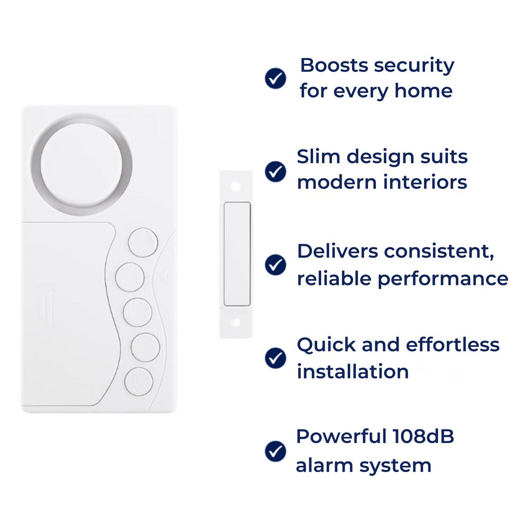 Instant Alert Modes – 108dB Loud Slim Design – Easy Install – Protect Kids & Home Security Bowlift