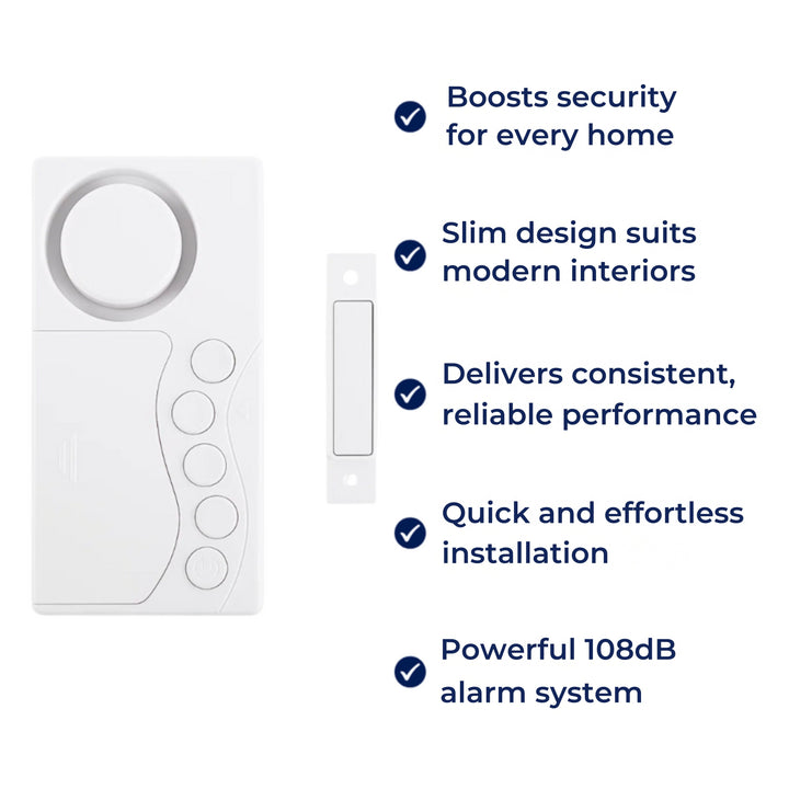 Instant Alert Modes – 108dB Loud Slim Design – Easy Install – Protect Kids & Home Security Bowlift