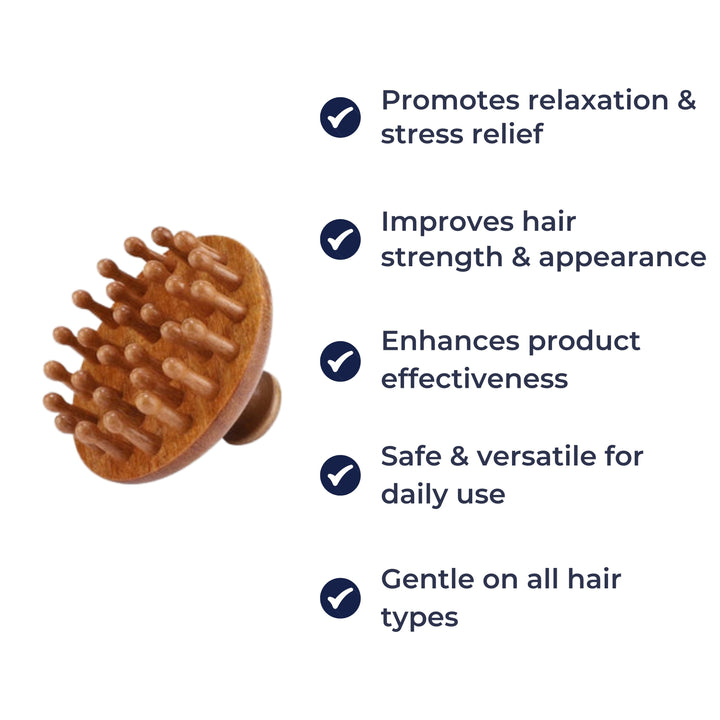 Stress-Relief & Hair Health – Natural Sandalwood Wide-Tooth – Home Office Travel Use Bowlift