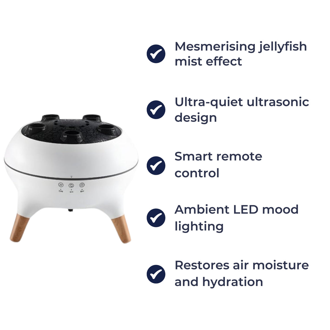 Quiet LED Jellyfish Effect – Remote Control – Relieves Dry Skin & Congestion for Peaceful Sleep & Relaxation Bowlift