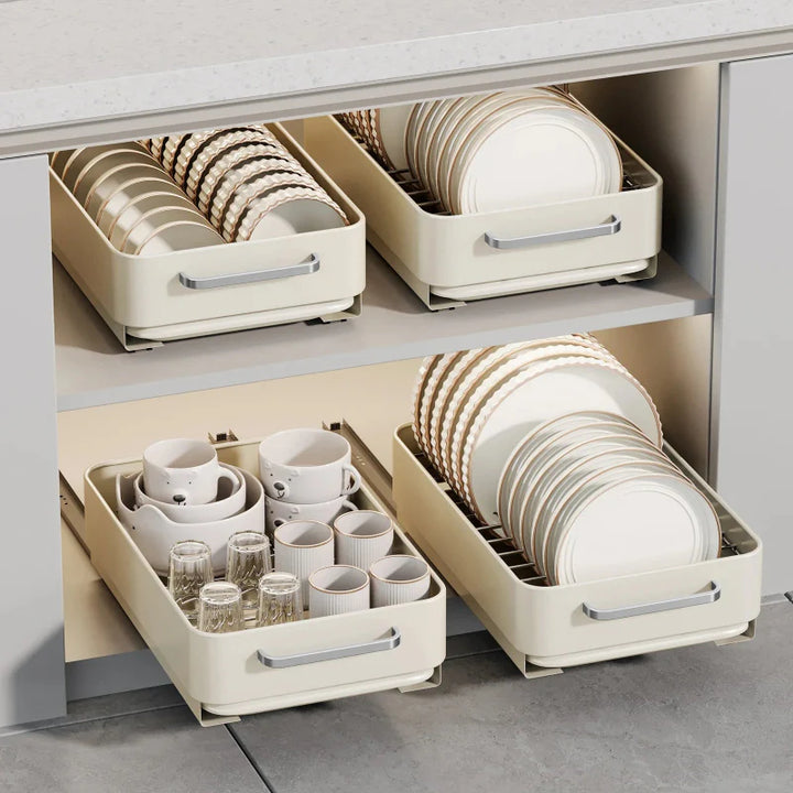 Pull-Out Dish Rack Sliding Drawer Drying Rack and Cabinet Organizer | Bowlift