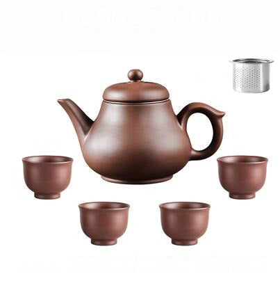 Purple Clay Teapot Single Pot with Built-in Stainless Steel Filter | Bowlift