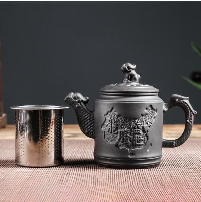 Purple Clay Teapot Single Pot with Built-in Stainless Steel Filter | Bowlift