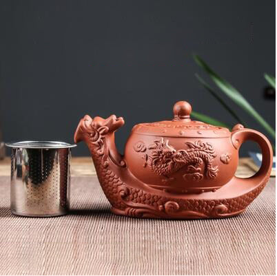 Purple Clay Teapot Single Pot with Built-in Stainless Steel Filter | Bowlift