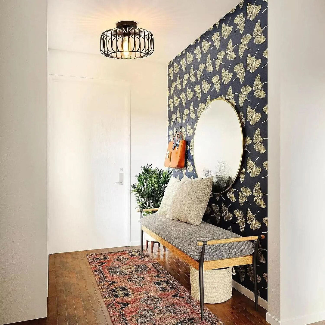 BowLift | Modern Birdcage E26 Ceiling Light – Iron Flush Mount Fixture