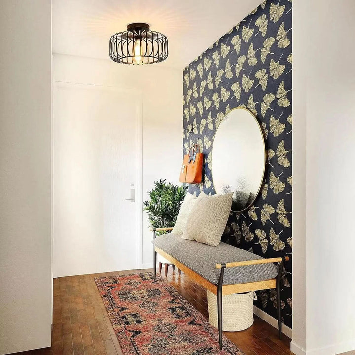BowLift | Modern Birdcage E26 Ceiling Light – Iron Flush Mount Fixture