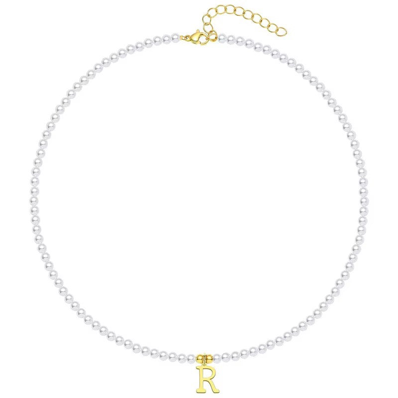 BowLift | Elegant Gold Accented Pearl Letter Initial Necklace