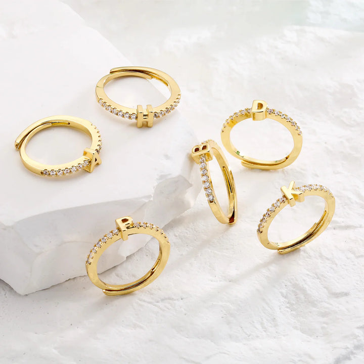BowLift | Radiant Adjustable Letter Initial Rings