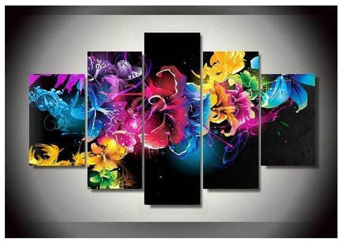 5 Piece Rainbow Hibiscus Flowers - GemPaint Kit | Bowlift