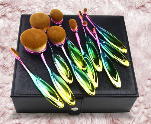 Rainbow Makeup Brushes - 10 Piece Set | Bowlift