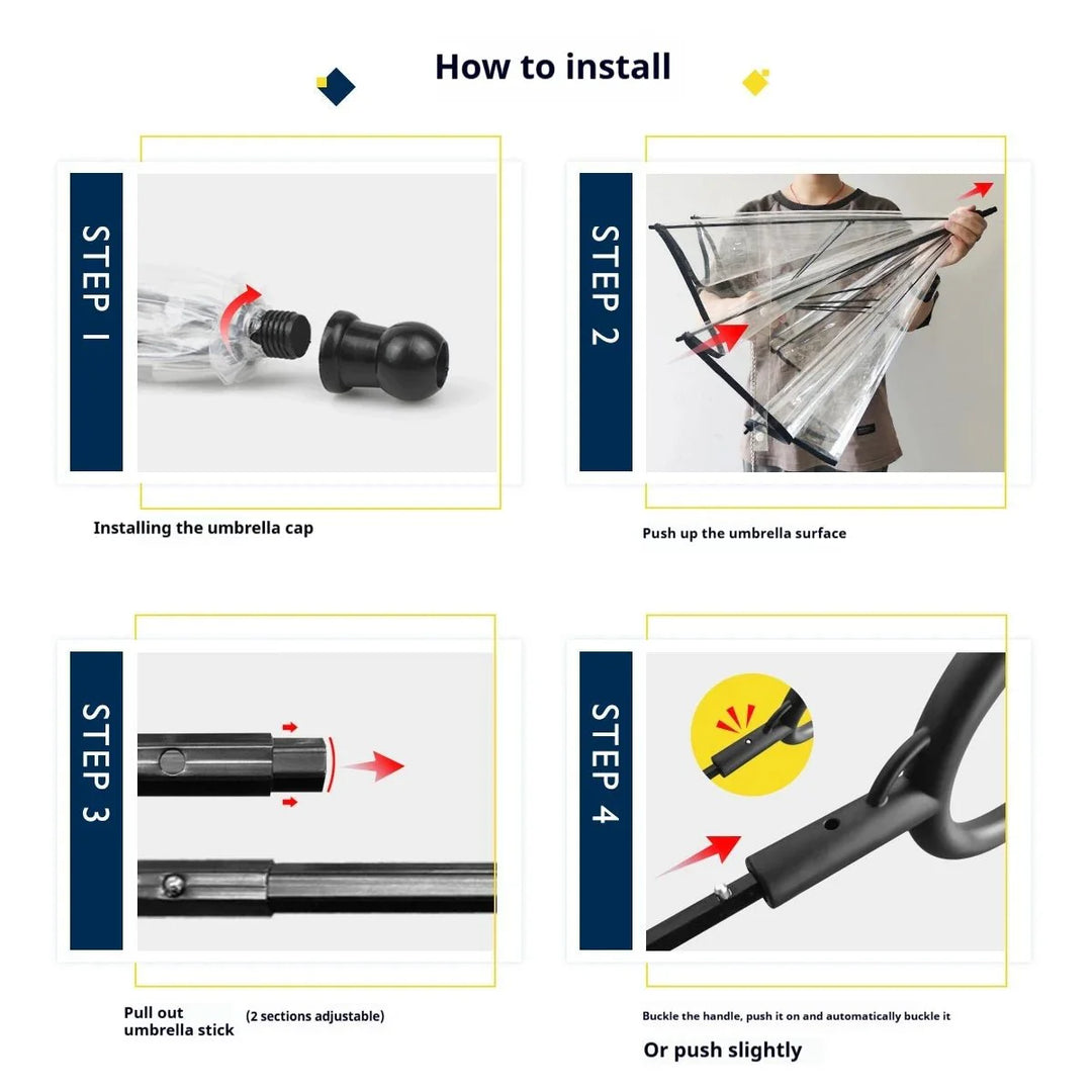 BowLift | WALKDRY Clear – Wind-Resistant Pet Umbrella with Quick-Clip Leash