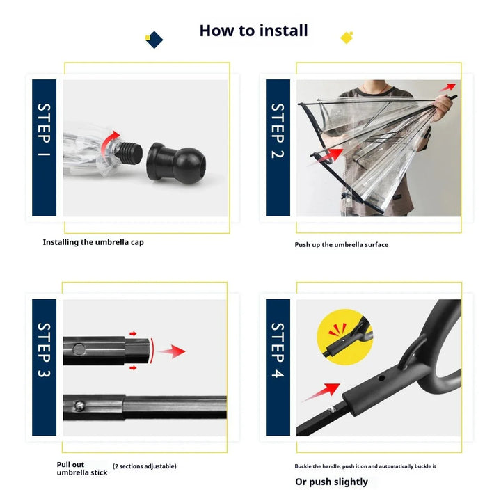BowLift | WALKDRY Clear – Wind-Resistant Pet Umbrella with Quick-Clip Leash