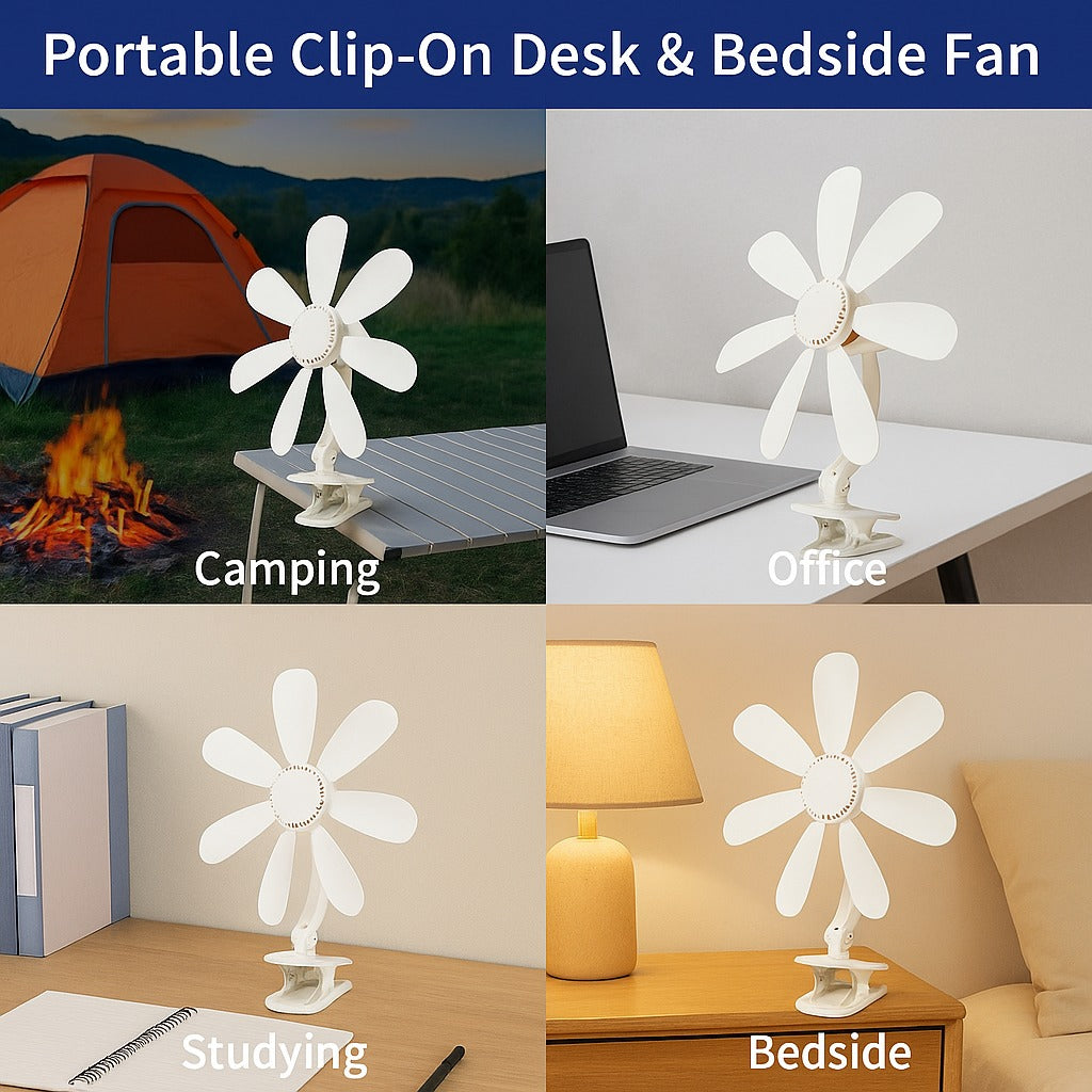 Portable Clip-On Desk & Bedside Fan | Bowlift