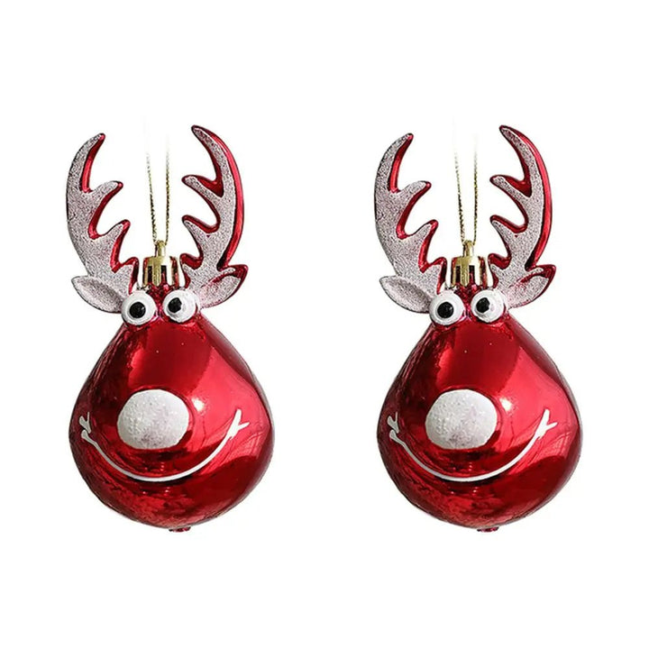 BowLift | Red Christmas Ornament Balls with Charming Elk Scene – Festive Tree Pendants for Holiday Magic