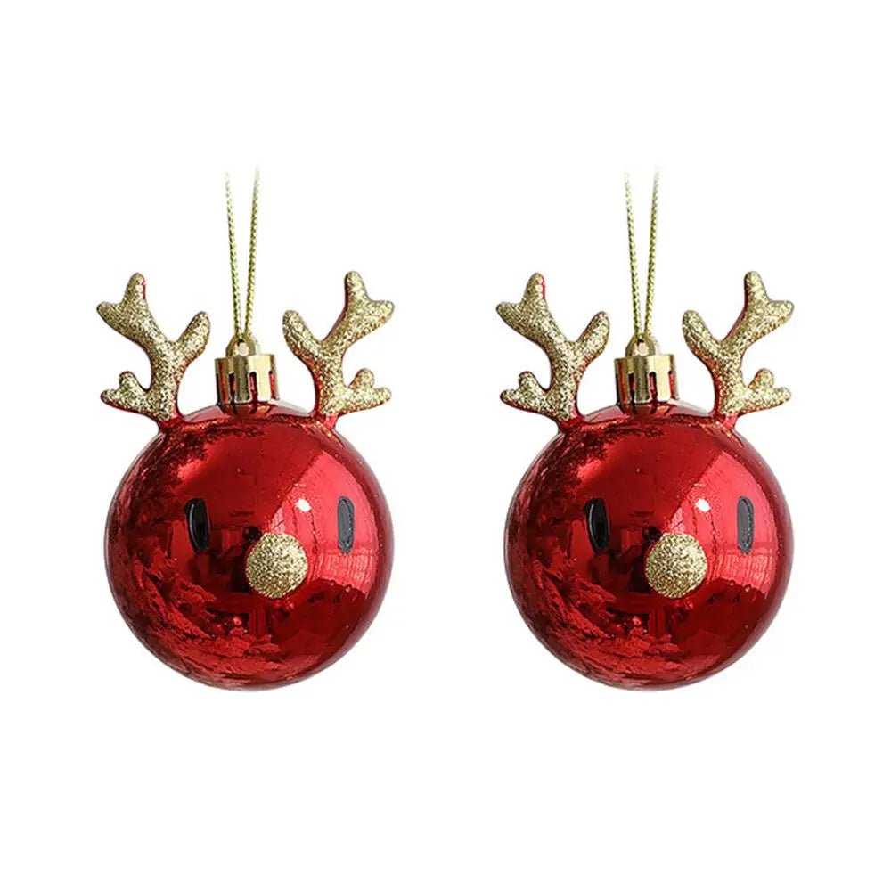BowLift | Red Christmas Ornament Balls with Charming Elk Scene – Festive Tree Pendants for Holiday Magic