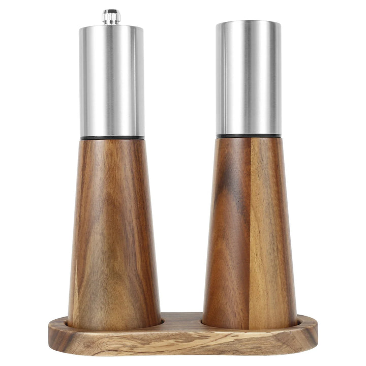 Refillable Acacia Wood Salt  Shaker and Pepper Spice Mill Grinder Set | Bowlift