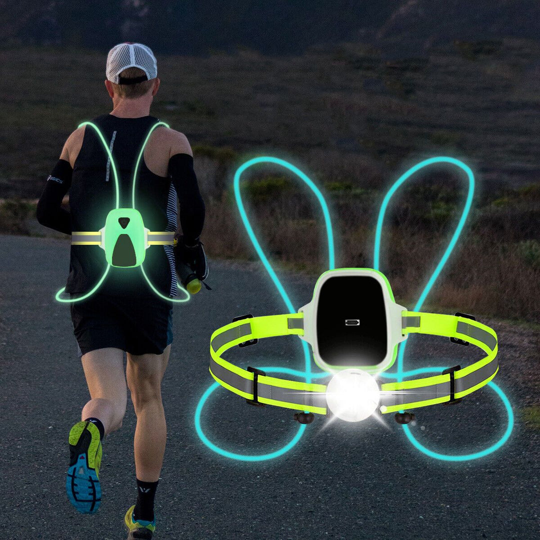 BowLift | ReflectGlow Running Safety Vest – USB Rechargeable – 6 LED Light Colors – Waterproof and Adjustable – High Visibility for Outdoor Activities