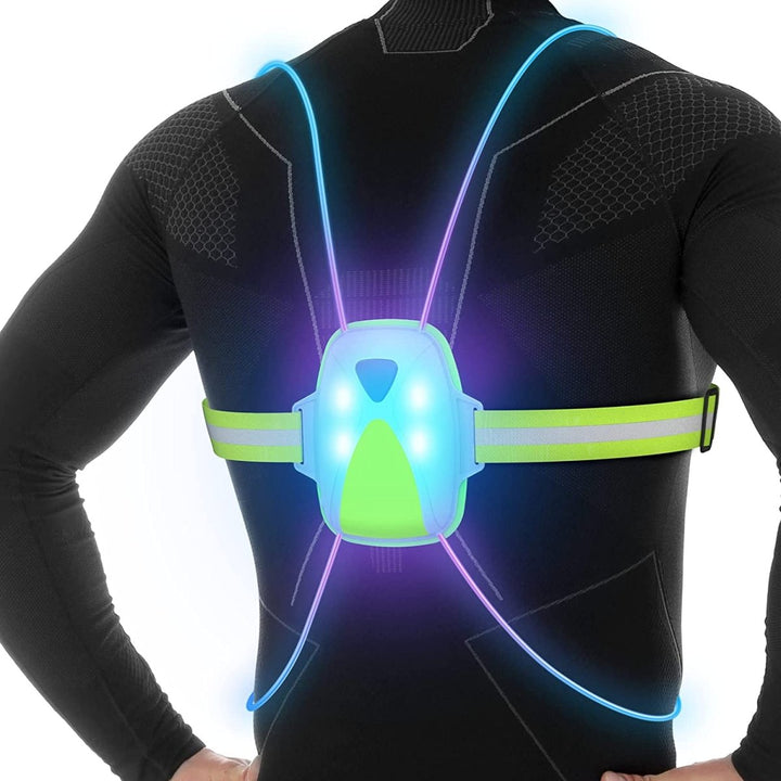 BowLift | ReflectGlow Running Safety Vest – USB Rechargeable – 6 LED Light Colors – Waterproof and Adjustable – High Visibility for Outdoor Activities