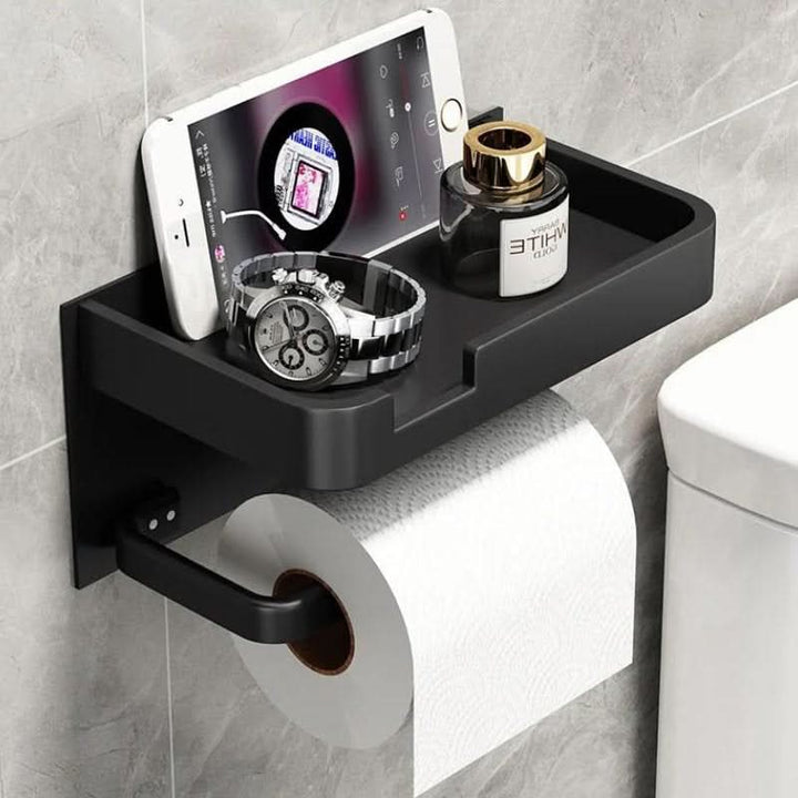 BowLift | Modern Wall-Mount Toilet Paper Holder – Metal Finish