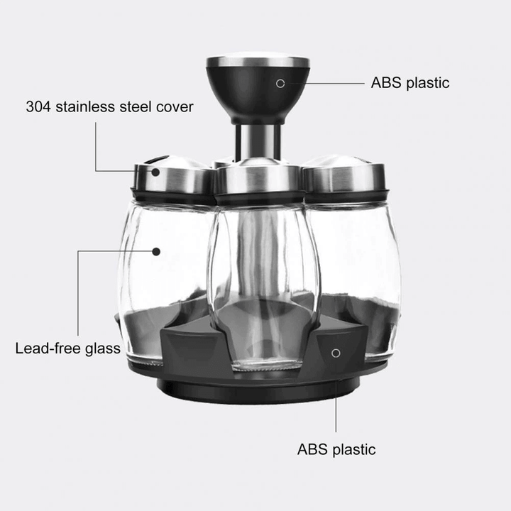 BowLift | Smart Rotating Stainless Steel Glass Seasoning Set