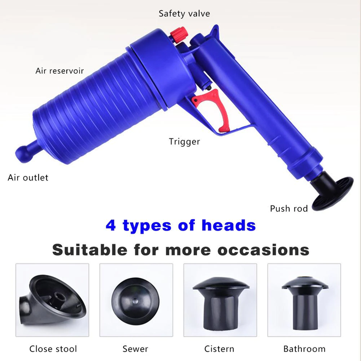 BowLift | High Pressure Air Drain Clog Remover Pump Plunger Kit