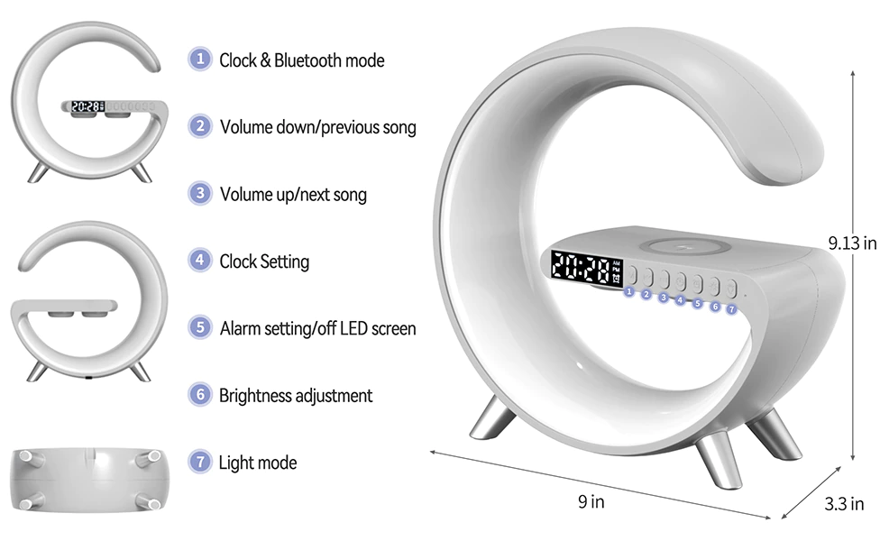 BowLift | Smart Aurora Wireless Charger Bluetooth Speaker