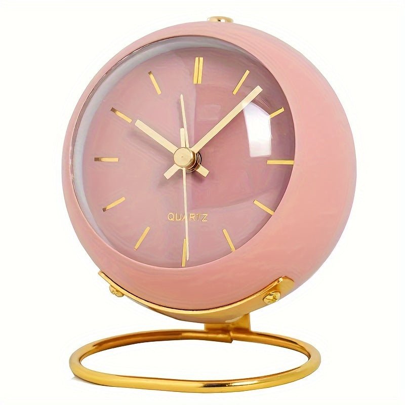 BowLift | Buzzley Retro Silent Alarm Clock – Vintage Metal Analogue Clock with Night Light
