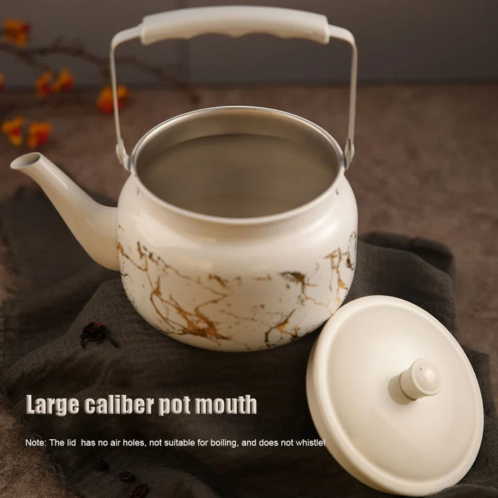 Retro Stainless Steel Teapot with Gold Stamping Relief Water Kettle | Bowlift