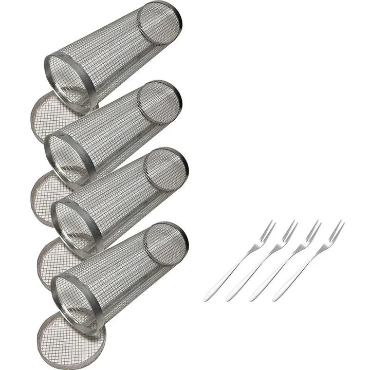 Rolling BBQ Basket Grilling Basket Ever Round Stainless Steel Grill Mesh | Bowlift