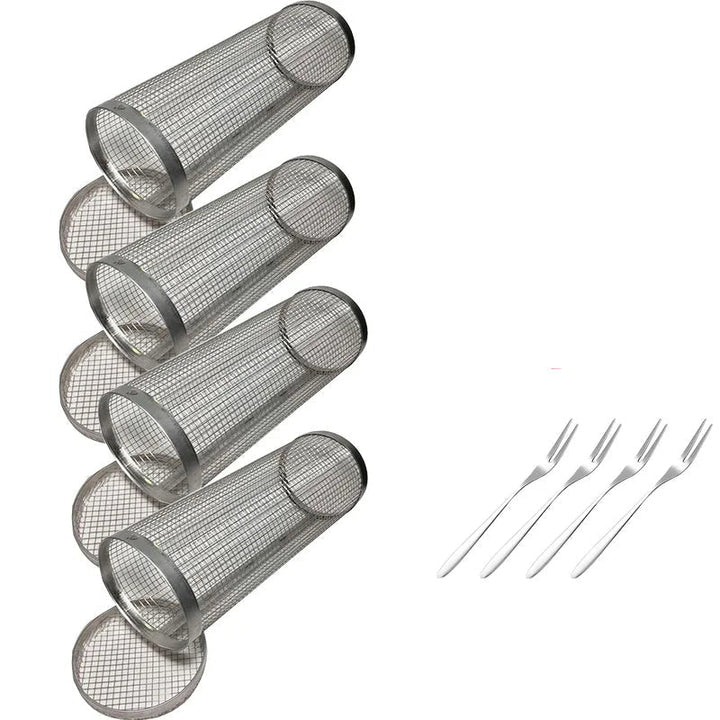 Rolling BBQ Basket Grilling Basket Ever Round Stainless Steel Grill Mesh | Bowlift
