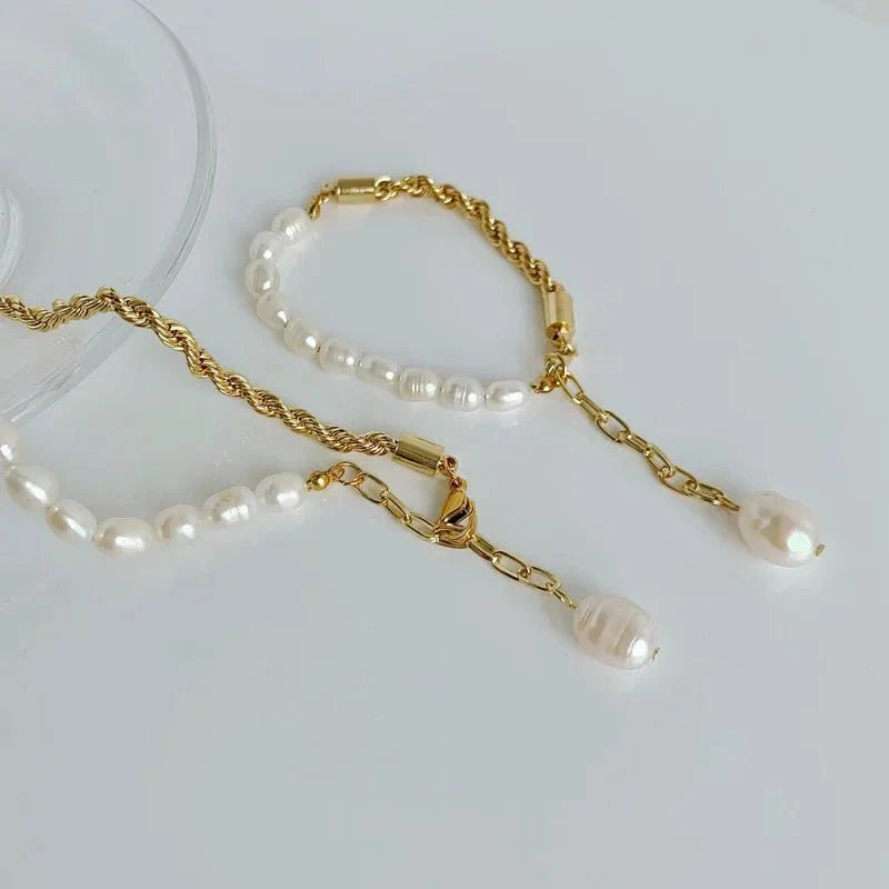 BowLift | Rope Chain Pearl Contrast Bracelet and Necklace