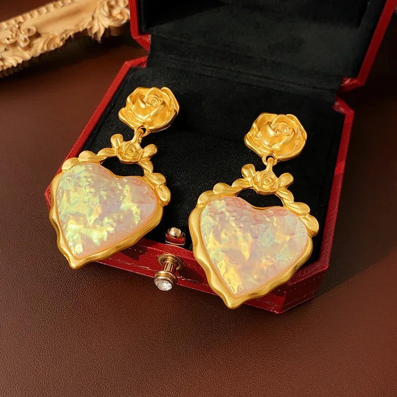 BowLift | Rose Floral Enamel Heart Earrings