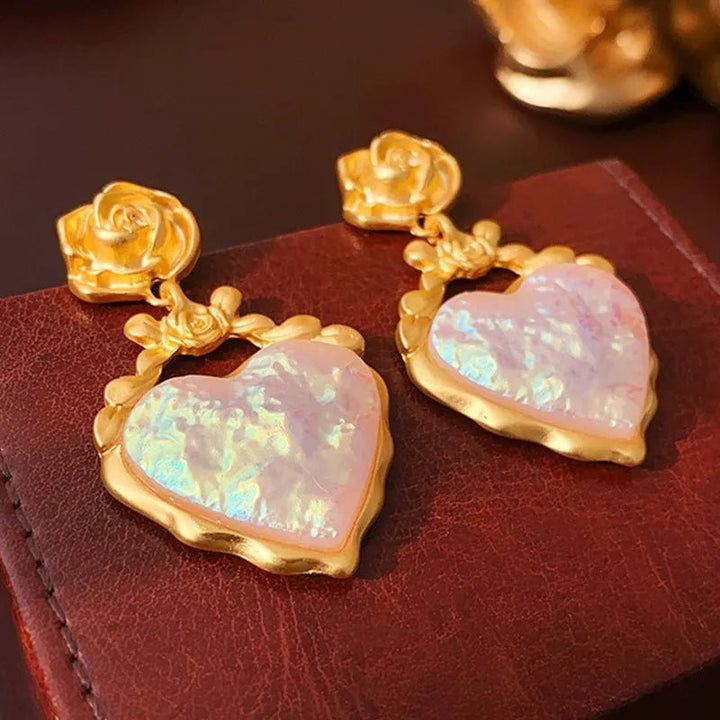 BowLift | Rose Floral Enamel Heart Earrings