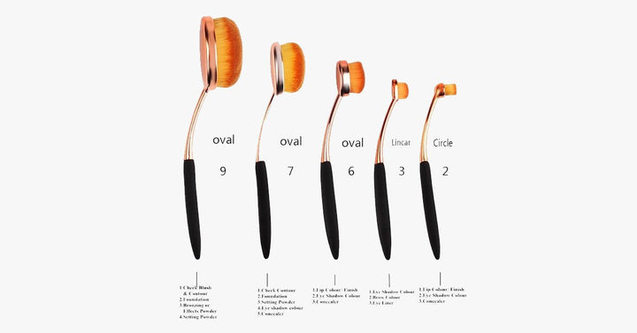 BowLift | Oval Makeup Brush Set in Rose Gold – A Brush for Every Need