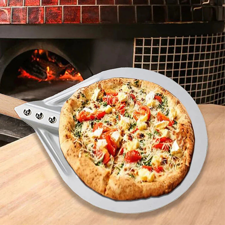 Round Pizza Turning Shovel Pizza Paddle with Wood Handle Pizza Shovel | Bowlift