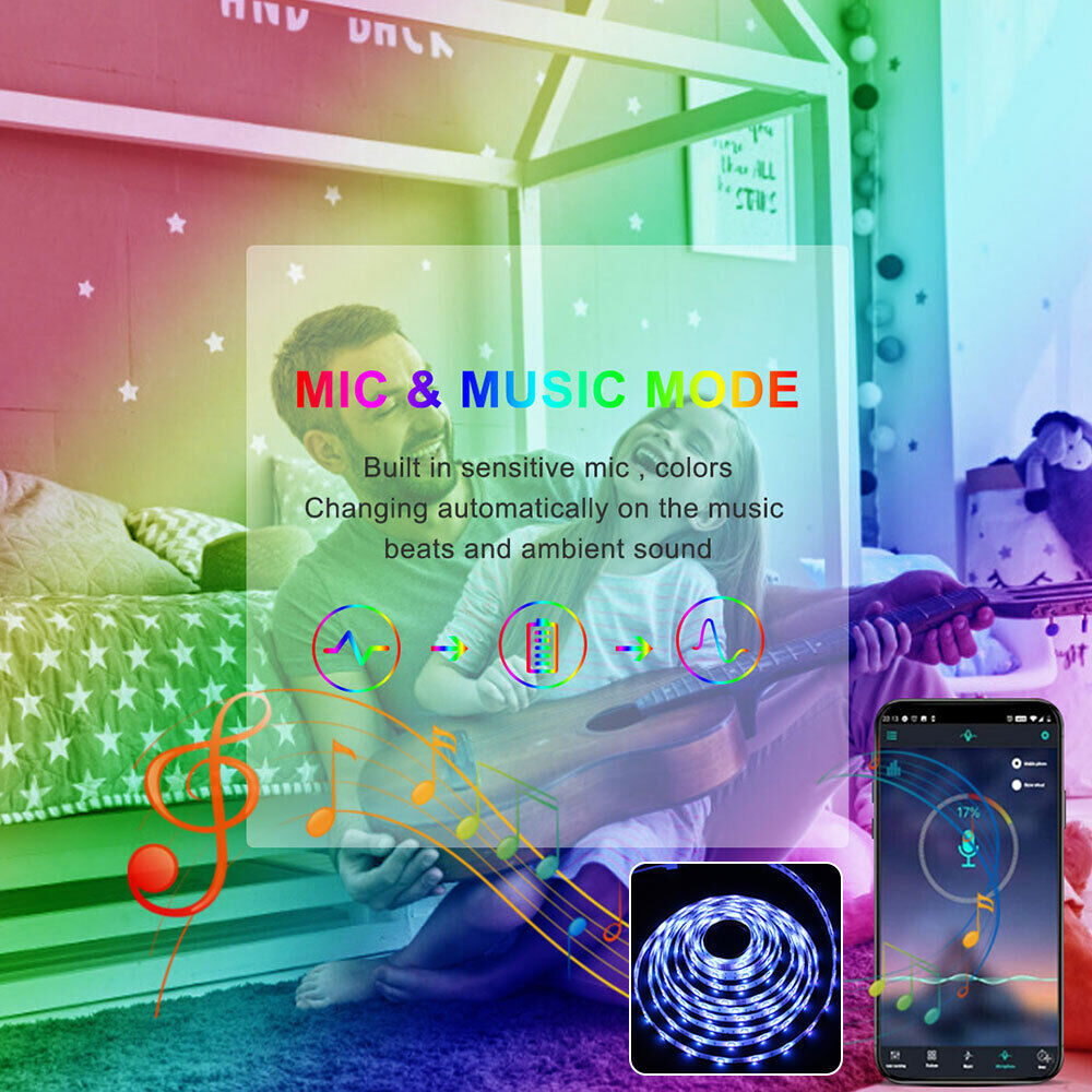 BowLift | LED Light Strip, 30 m, 15 m, Music Synchronization, Bluetooth, 5050, RGB Ambient Light with Remote Control